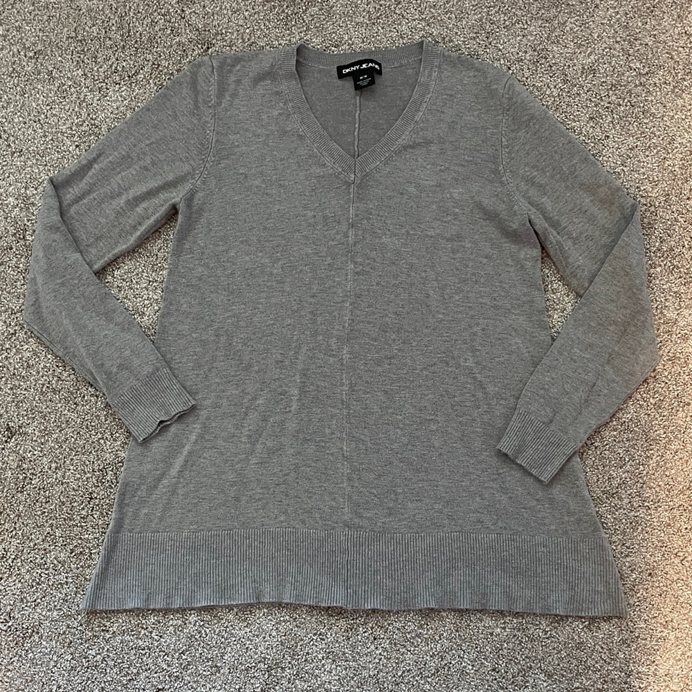 DKNY Jeans Gray V-Neck Sweater